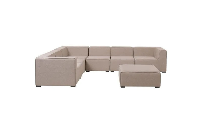 Hörnsoffa med fotpall Arezzo Beige/svart, Högervänd, Beige/svart, Högervänd