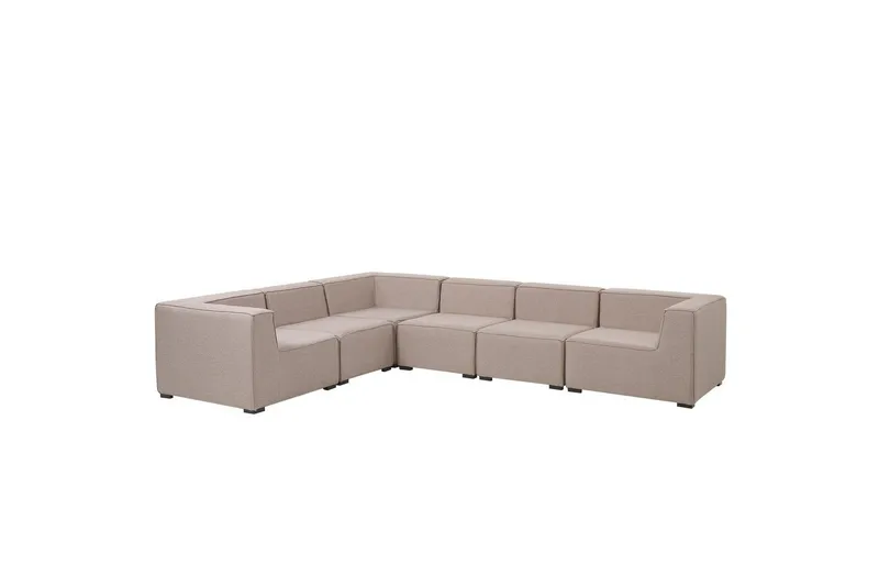Hörnsoffa med fotpall Arezzo Beige/svart, Högervänd - Beige/svart, Högervänd - Utemöbler - Loungemöbler - Soffgrupp utomhus