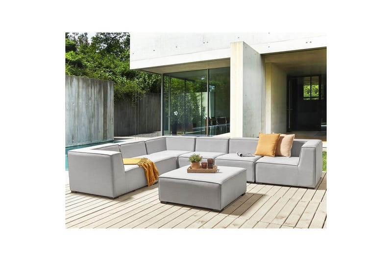 Hörnsoffa med fotpall Arezzo Grå/svart, Högervänd - Grå/svart, Högervänd - Utemöbler - Loungemöbler - Loungesoffa