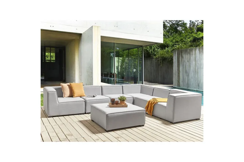 Hörnsoffa med fotpall Arezzo Grå/svart, Vänstervänd - Grå/svart, Vänstervänd - Utemöbler - Loungemöbler - Loungesoffa