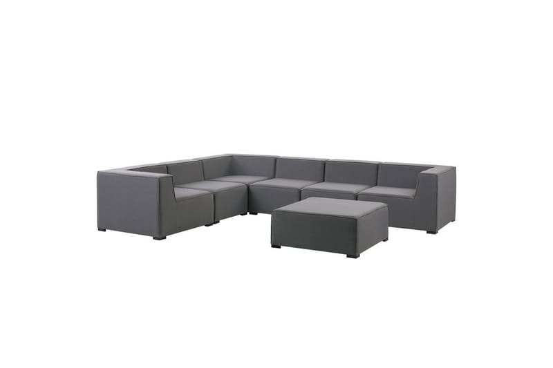 Hörnsoffa med fotpall Arezzo Mörkgrå/svart, Högervänd - Mörkgrå/svart, Högervänd - Utemöbler - Loungemöbler - Loungesoffa