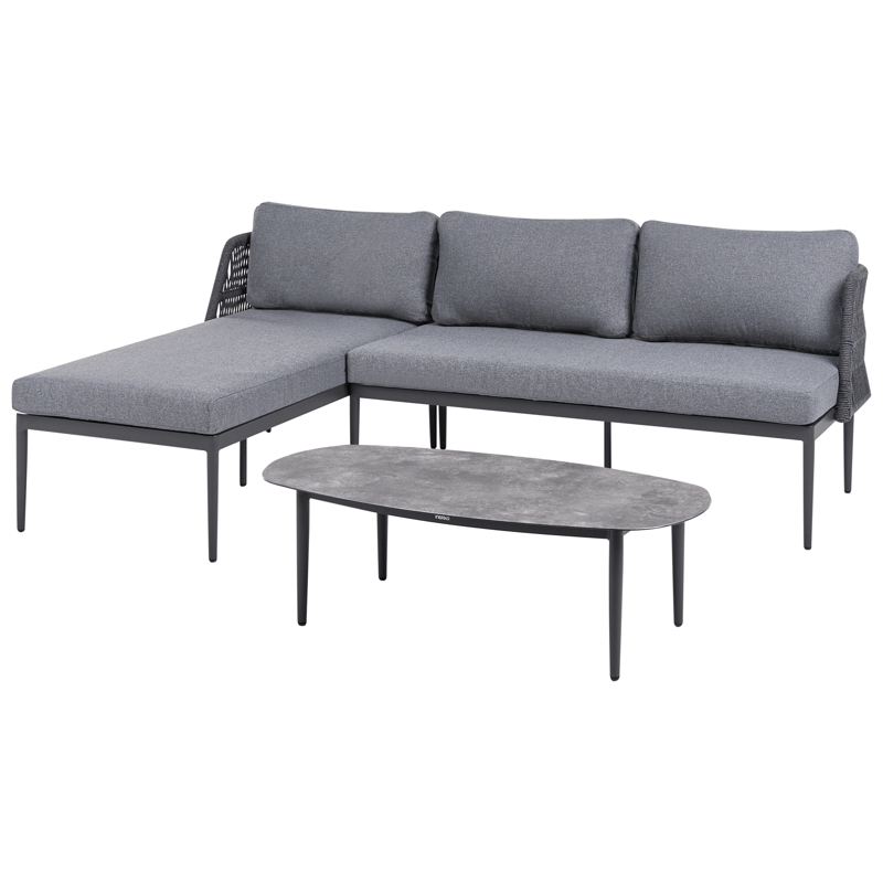 Hörnsoffa utomhus med Bord 3-Sits Leffe Högervänd - Grå - Utemöbler - Loungemöbler - Soffgrupp utomhus