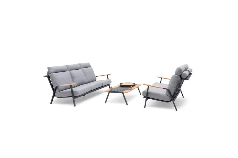 Hillerstorp Kungshult Utesoffa 3-Sits Grå - Utemöbler - Loungemöbler - Loungesoffa