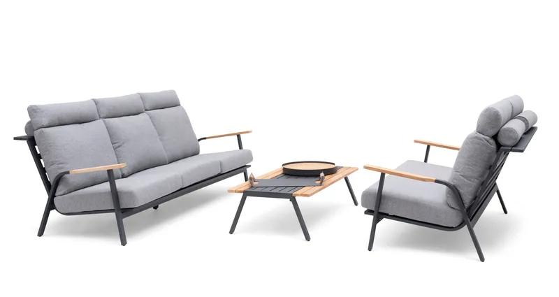 Hillerstorp Kungshult Utesoffa 3-Sits Grå - Utemöbler - Loungemöbler - Loungesoffa