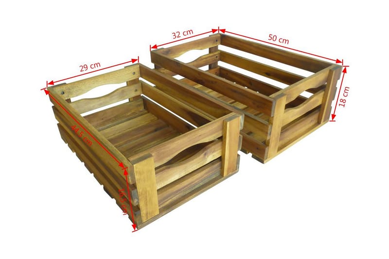 Ã„ppellådor 2 st massivt akaciaträ - Brun - Altanmöbler - Soffgrupp utomhus - Loungegrupp & Loungeset