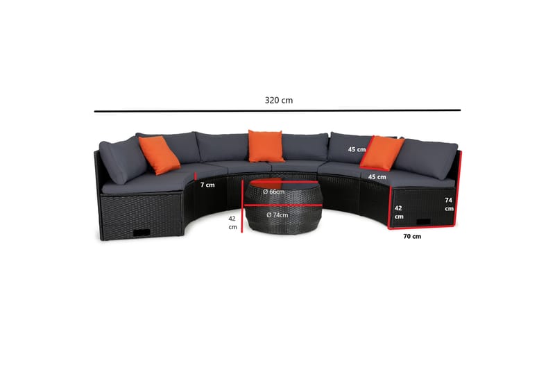 Ängebacken 6-sits Loungegrupp Utomhus - Antracit - Utemöbler - Loungemöbler - Loungegrupp & Loungeset