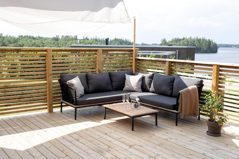 Andorra Hörnsoffa Utomhus - Svart/Grå - Utemöbler - Loungemöbler - Loungegrupp & Loungeset