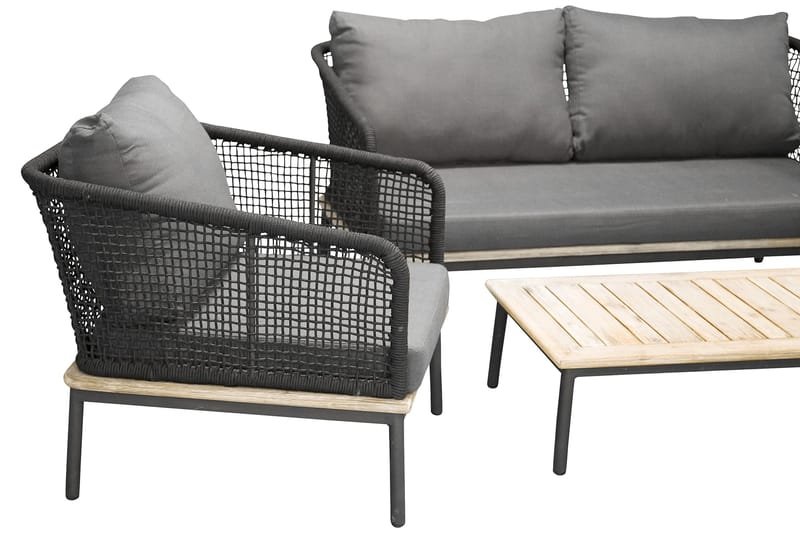 Andorra Loungegrupp Utomhus - Svart/Grå - Utemöbler - Loungemöbler - Loungegrupp & Loungeset