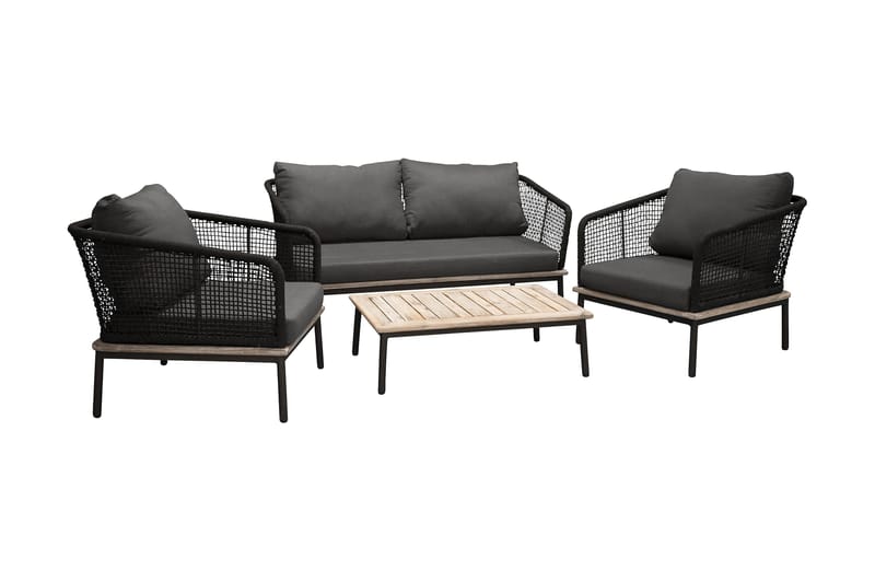 Andorra Loungegrupp Utomhus - Svart/Grå - Utemöbler - Loungemöbler - Loungegrupp & Loungeset