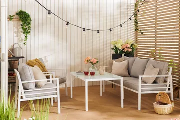 Ariany Soffgrupp - Vit / Gråa dynor - Utemöbler - Loungemöbler - Loungegrupp & Loungeset