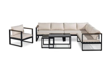 Aspvik Loungegrupp - Svart / Beiga dynor - Utemöbler - Loungemöbler - Loungegrupp & Loungeset
