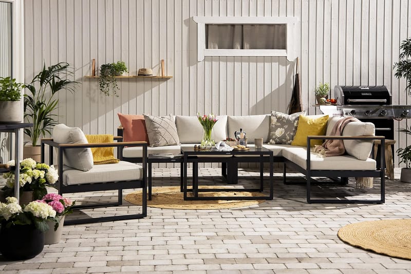 Aspvik Loungegrupp - Svart / Beiga dynor - Utemöbler - Loungemöbler - Loungegrupp & Loungeset