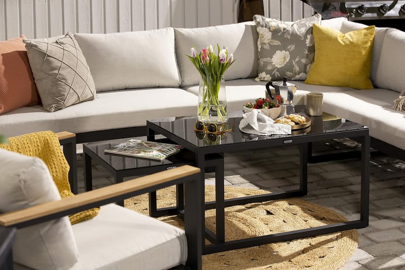 Aspvik Loungegrupp - Svart / Beiga dynor - Utemöbler - Loungemöbler - Loungegrupp & Loungeset
