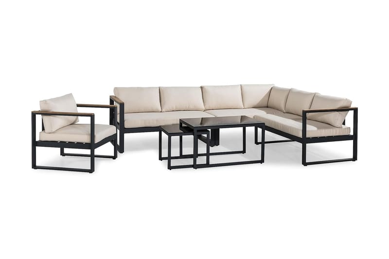 Aspvik Loungegrupp - Svart / Beiga dynor - Utemöbler - Loungemöbler - Loungegrupp & Loungeset