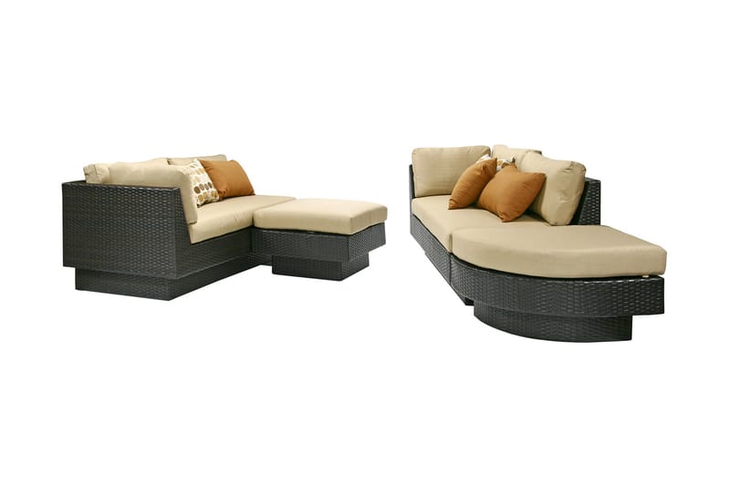 Bäddsats Stella Med Beige Kuddar Mörkbrun - Utemöbler - Loungemöbler - Loungegrupp & Loungeset