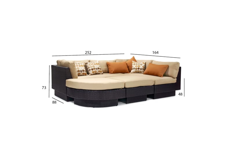 Bäddsats Stella Med Beige Kuddar Mörkbrun - Utemöbler - Loungemöbler - Loungegrupp & Loungeset