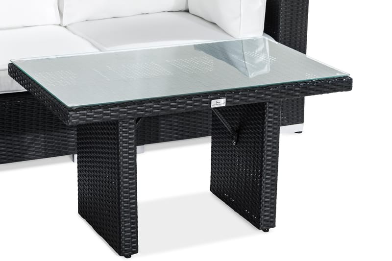 Bahamas Liten Loungegrupp Utomhus - 3-sits Litet Loungeset i Konstrotting för Altan och Balkong - Svart / Vita dynor - Trädgård & spabad - Utemiljö - Altan & terrass - Altanmöbler