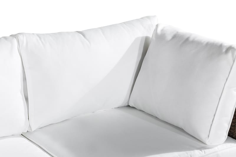 Bahamas Liten Loungegrupp Utomhus - 3-sits Litet Loungeset i Konstrotting för Uteplats och Trädgård - Beige / Vita dynor - Trädgård & spabad - Utemiljö - Altan & terrass - Altanmöbler