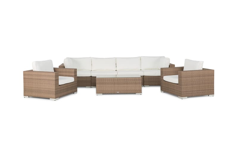 Bahamas Loungegrupp 6-sits 1 Bord - Sand / Vita dynor - Trädgård & spabad - Utemiljö - Altan & terrass - Altanmöbler
