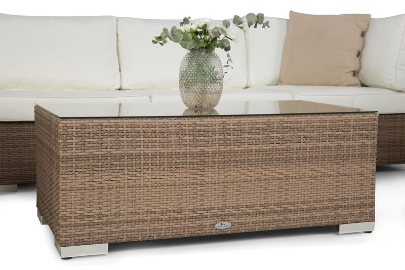 Bahamas Loungegrupp 6-sits 1 Bord - Sand / Vita dynor - Trädgård & spabad - Utemiljö - Altan & terrass - Altanmöbler