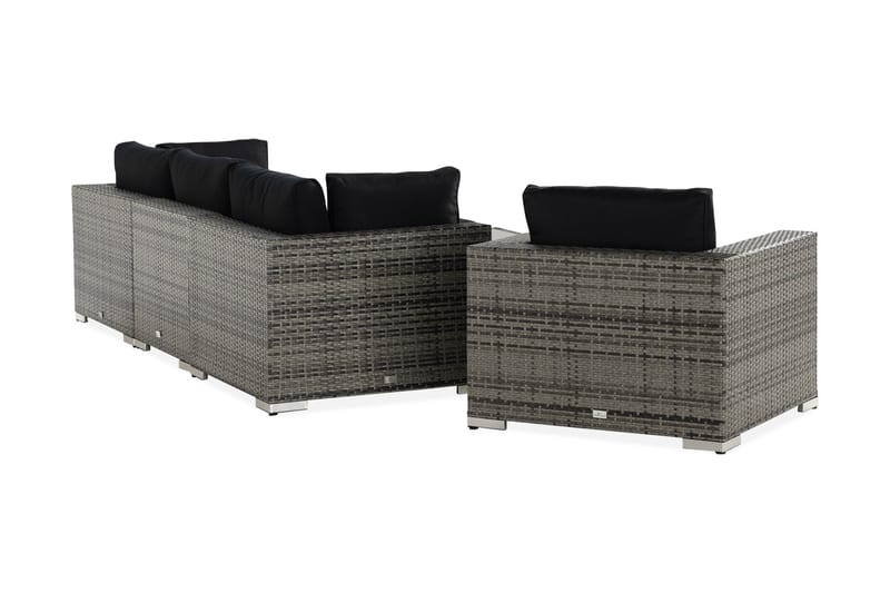 Bahamas Loungegrupp ute - Soffgrupp för trädgård med 5-sits - Loungeset konstrotting utemöbler - Grå / Svarta dynor - Trädgård & spabad - Utemiljö - Altan & terrass - Altanmöbler