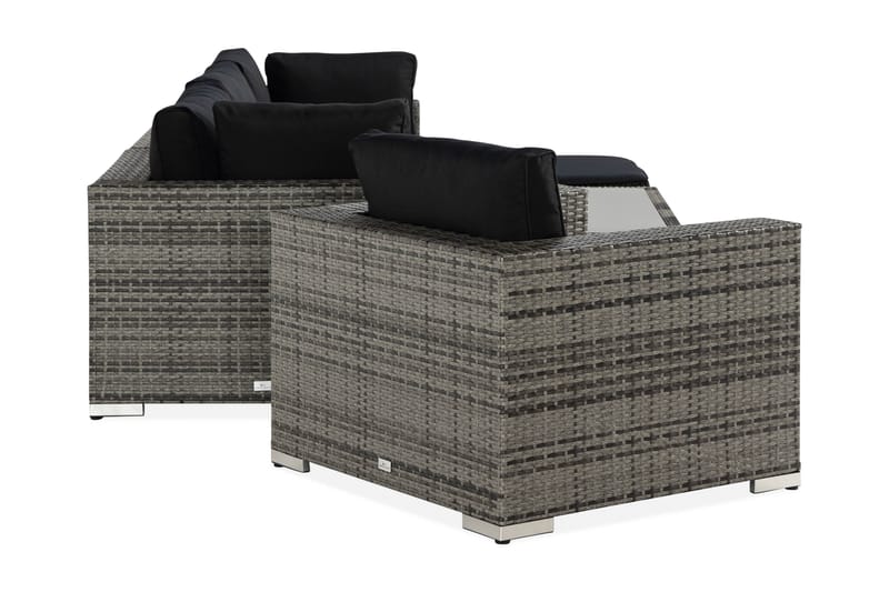 Bahamas Loungegrupp ute - Soffgrupp för trädgård med 5-sits - Loungeset konstrotting utemöbler - Grå / Svarta dynor - Trädgård & spabad - Utemiljö - Altan & terrass - Altanmöbler