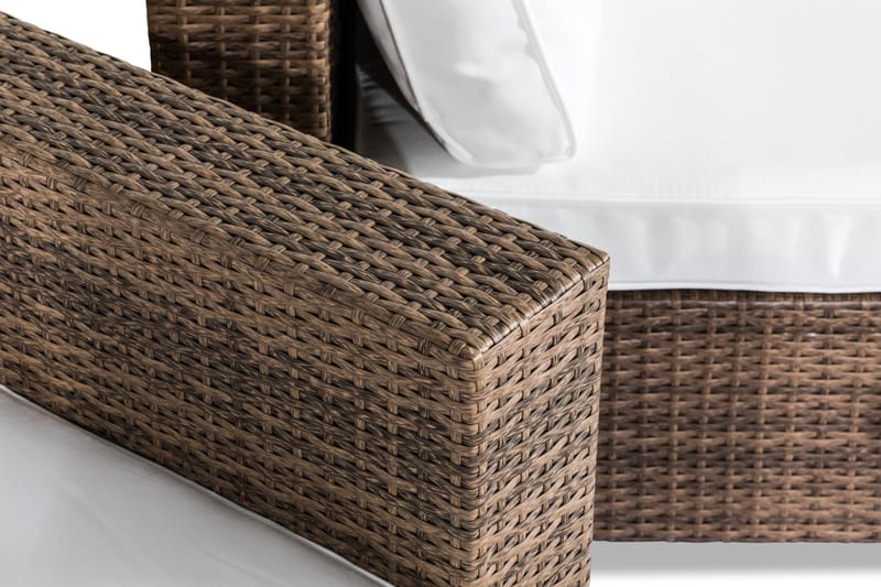 Bahamas Loungegrupp Utomhus - 4-sits Konstrotting Utemöbler Loungeset för Uteplats - Beige / Vita dynor - Trädgård & spabad - Utemiljö - Altan & terrass - Altanmöbler