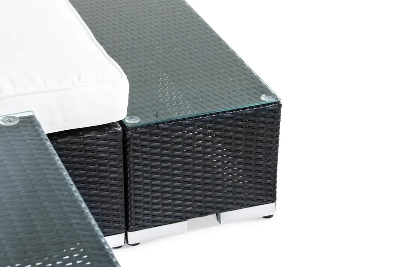 Bahamas Loungegrupp utomhus - Liten soffgrupp till balkong 2-sits - Litet loungeset konstrotting utemöbler - Svart / Vita dynor - Trädgård & spabad - Utemiljö - Altan & terrass - Altanmöbler