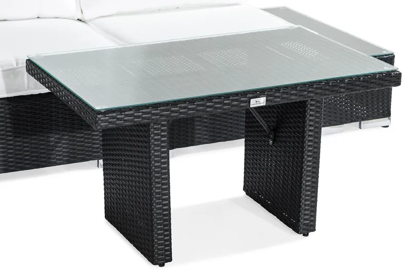 Bahamas Loungegrupp utomhus - Liten soffgrupp till balkong 2-sits - Litet loungeset konstrotting utemöbler - Svart / Vita dynor - Trädgård & spabad - Utemiljö - Altan & terrass - Altanmöbler