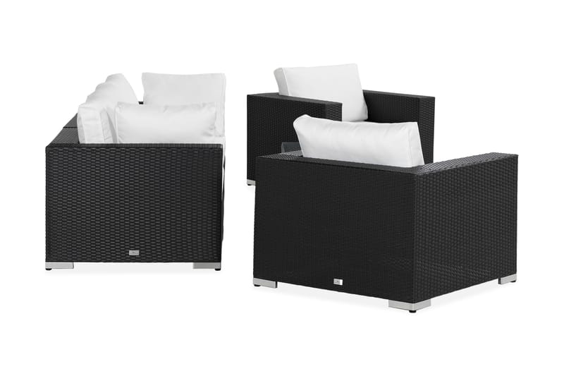 Bahamas Loungegrupp utomhus - Soffgrupp för trädgård med 5-sits - Loungeset konstrotting utemöbler - Svart / Vita dynor - Trädgård & spabad - Utemiljö - Altan & terrass - Altanmöbler
