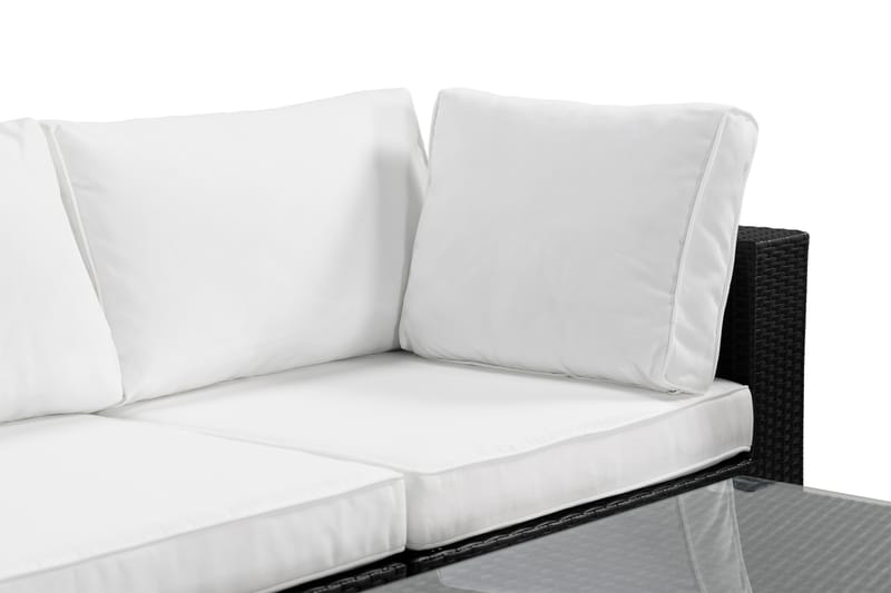 Bahamas Loungegrupp utomhus - Soffgrupp för trädgård med 5-sits - Loungeset konstrotting utemöbler - Svart / Vita dynor - Trädgård & spabad - Utemiljö - Altan & terrass - Altanmöbler