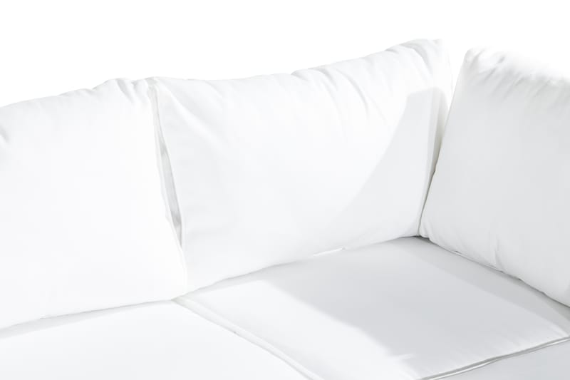 Bahamas Loungegrupp utomhus - Soffgrupp till trädgård 5-sits - Loungeset konstrotting utemöbler - Beige / Brun med vita dynor - Trädgård & spabad - Utemiljö - Altan & terrass - Altanmöbler