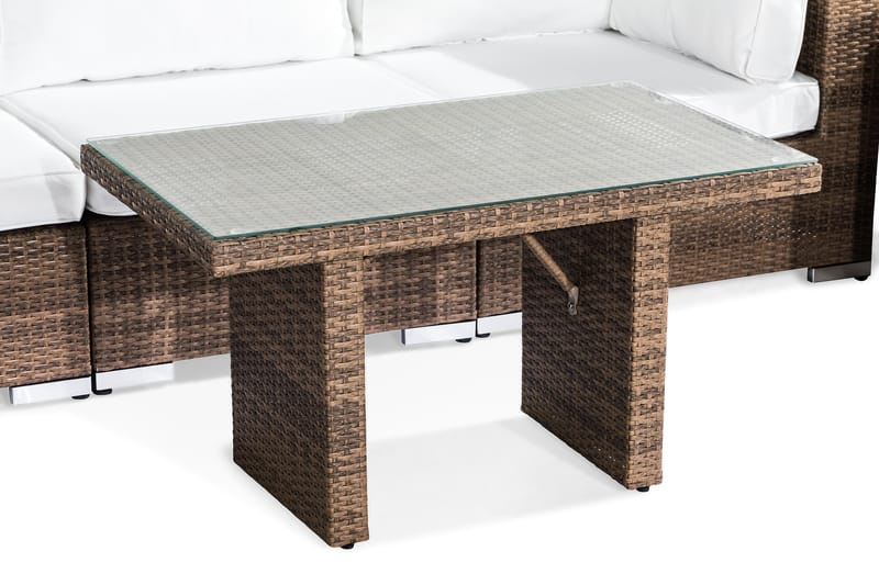 Bahamas Loungegrupp utomhus - Soffgrupp till trädgård 5-sits - Loungeset konstrotting utemöbler - Beige / Sand / Vit dyna - Trädgård & spabad - Utemiljö - Altan & terrass - Altanmöbler