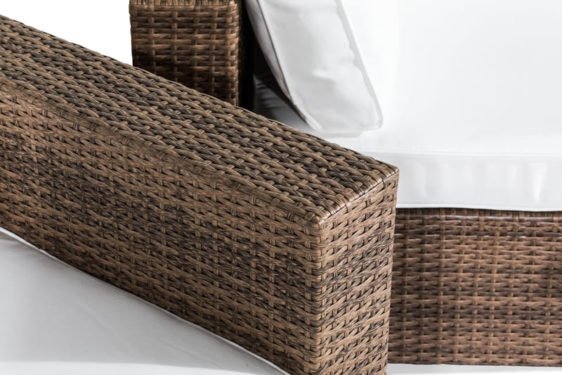 Bahamas Loungegrupp utomhus - Soffgrupp till trädgård 5-sits - Loungeset konstrotting utemöbler - Beige / Sand / Vit dyna - Trädgård & spabad - Utemiljö - Altan & terrass - Altanmöbler