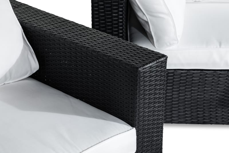 Bahamas Loungegrupp utomhus -Soffgrupp till uteplats& trädgård 4-sits - Loungeset konstrotting utemöbler - Svart / Vita dynor - Trädgård & spabad - Utemiljö - Altan & terrass - Altanmöbler