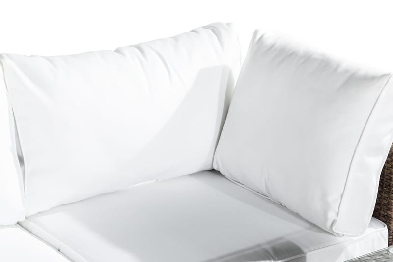 Bahamas Loungegrupp utomhus - Soffgrupp till uteplats 4-sits - Loungeset konstrotting utemöbler - 2 fåtöljer - Sand / Brun / VIta dynor - Trädgård & spabad - Utemiljö - Altan & terrass - Altanmöbler
