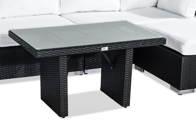 Bahamas Loungegrupp utomhus - Soffgrupp till uteplats 5-sits - Loungeset konstrotting utemöbler - Svart / Mörk / Vit dyna - Trädgård & spabad - Utemiljö - Altan & terrass - Altanmöbler