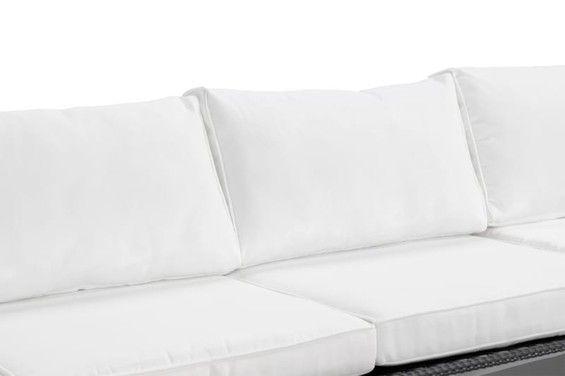 Bahamas Stor loungegrupp utomhus - Soffgrupp till trädgård 6-sits - Loungeset konstrotting utemöbler - Svart / Vita dynor - Trädgård & spabad - Utemiljö - Altan & terrass - Altanmöbler