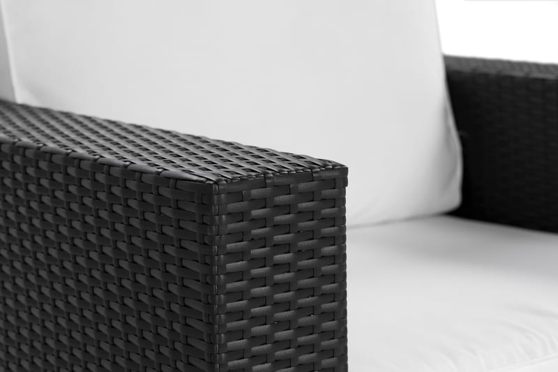 Bahamas Stor loungegrupp utomhus - Soffgrupp till trädgård 6-sits - Loungeset konstrotting utemöbler - Svart / Vita dynor - Trädgård & spabad - Utemiljö - Altan & terrass - Altanmöbler