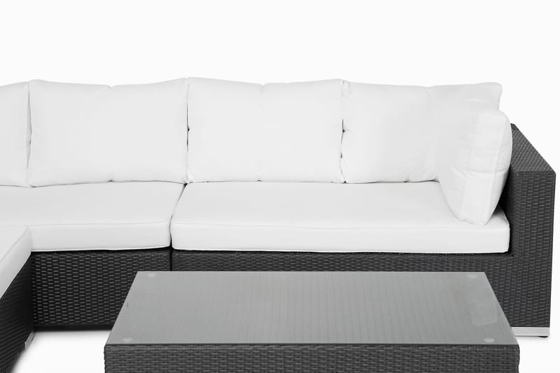 Bahamas Stor loungegrupp utomhus - Soffgrupp till uteplatsen 6-sits - Loungeset utemöbler - Svart / Vita dynor - Trädgård & spabad - Utemiljö - Altan & terrass - Altanmöbler