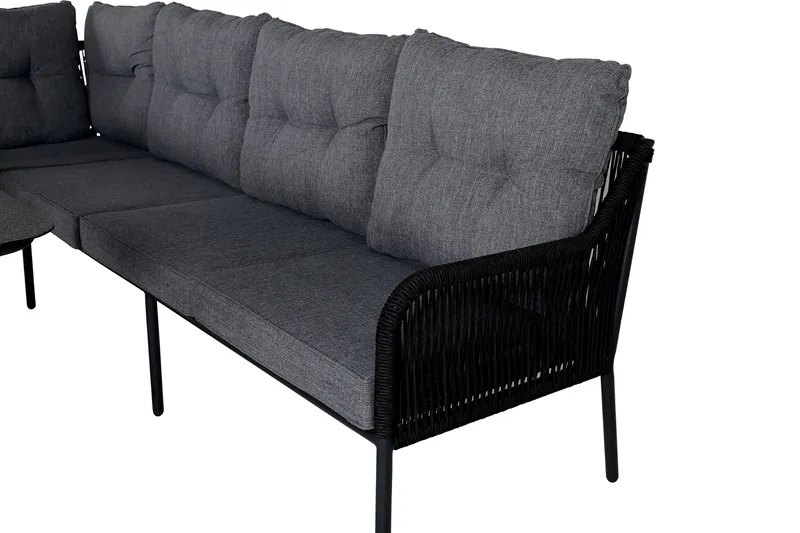 Berlin HörnLoungegrupp Utomhus Svart/Grå - Venture Home - Utemöbler - Loungemöbler - Loungegrupp & Loungeset
