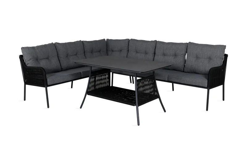 Berlin HörnLoungegrupp Utomhus Svart/Grå - Venture Home - Utemöbler - Loungemöbler - Loungegrupp & Loungeset