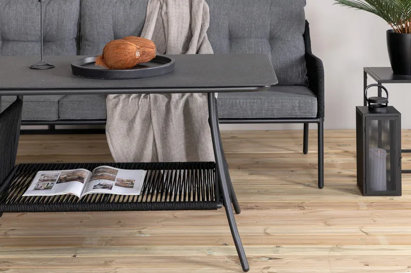 Berlin HörnLoungegrupp Utomhus Svart/Grå - Venture Home - Utemöbler - Loungemöbler - Loungegrupp & Loungeset