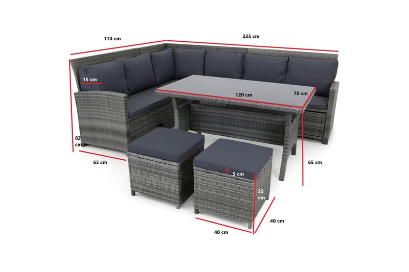 Bokenäs 7-sits Loungegrupp Utomhus - Antracit - Utemöbler - Loungemöbler - Loungegrupp & Loungeset