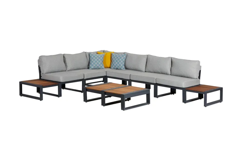 Dereseki HörnLoungegrupp Utomhus 5-sits, Grå/Svart