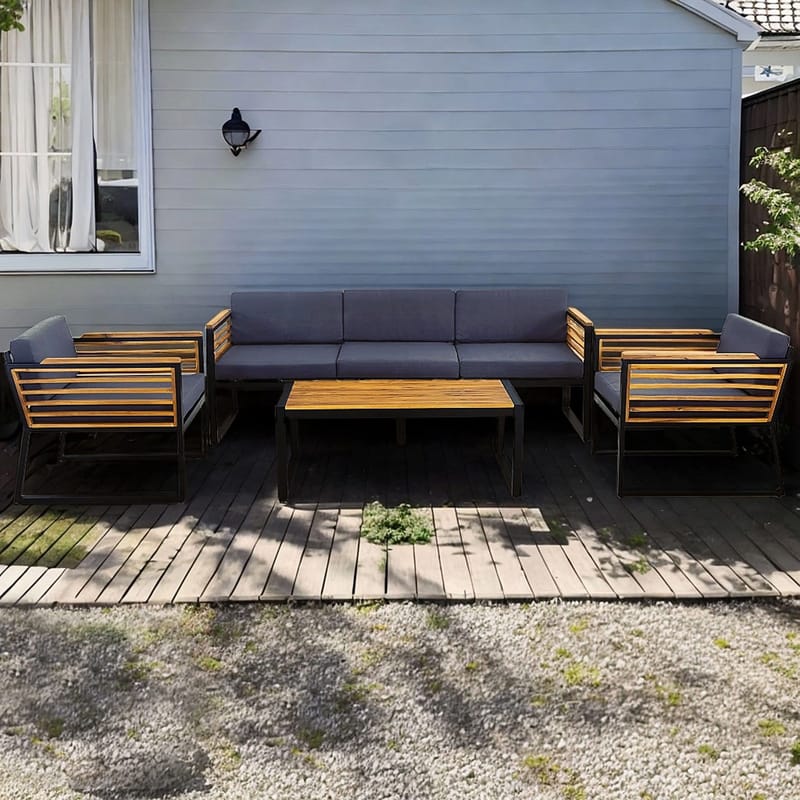 Duvholmen Loungegrupp Utomhus 5-sits Brun - Lyfco - Utemöbler - Loungemöbler - Loungegrupp & Loungeset