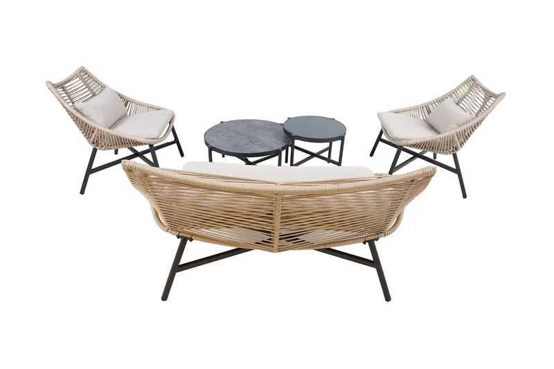 Helsinki Soffgrupp Utomhus - Natur/Svart - Utemöbler - Loungemöbler - Loungegrupp & Loungeset