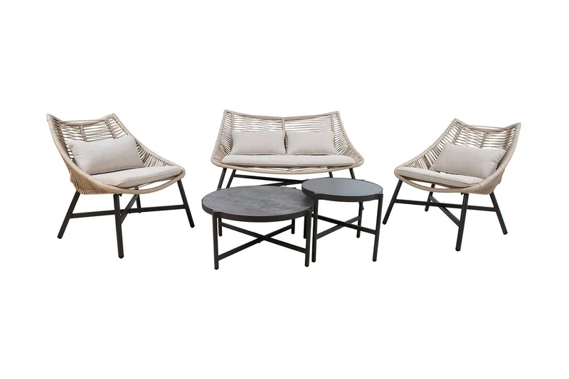 Helsinki Soffgrupp Utomhus - Natur/Svart - Utemöbler - Loungemöbler - Loungegrupp & Loungeset