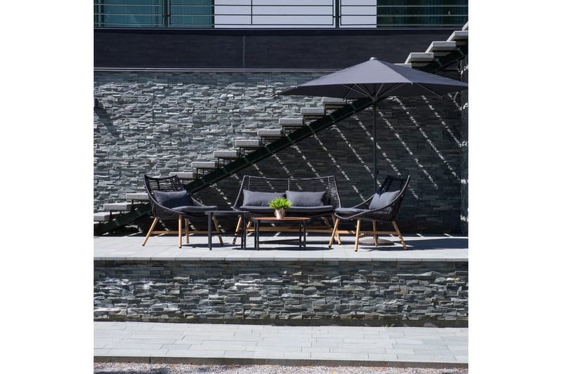 Helsinki Soffgrupp Utomhus - Svart/Natur/Grå - Utemöbler - Loungemöbler - Loungegrupp & Loungeset