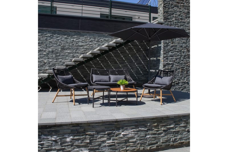 Helsinki Soffgrupp Utomhus - Svart/Natur/Grå - Utemöbler - Loungemöbler - Loungegrupp & Loungeset